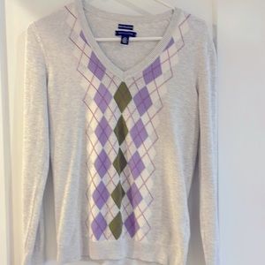 Tommy Hilfiger Grey V neck sweater in Pima cotton